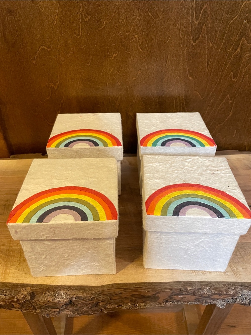 White Rainbow Gift Boxes - Set of 4